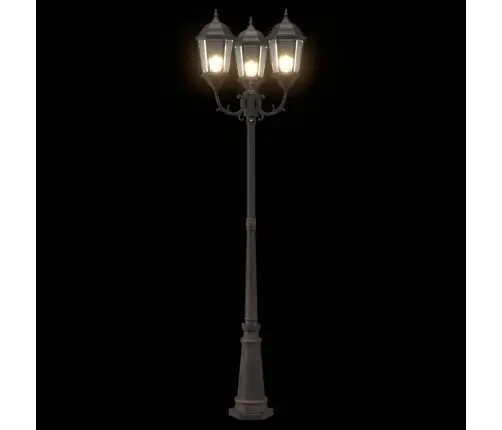 Dārza Gaismas Stabs Ar 3 Lampām E27 Bronza 235 Cm Alumīnijs Vidaxl