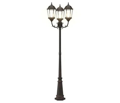 Dārza Gaismas Stabs Ar 3 Lampām E27 Bronza 235 Cm Alumīnijs Vidaxl