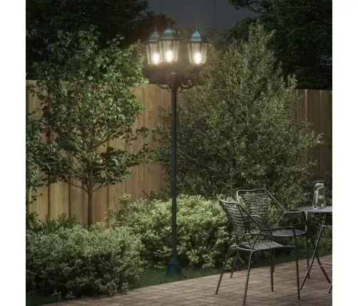 Dārza Gaismas Stabs 3-Spuldzēm E27 Zaļš 220 Cm Alumīnijs Vidaxl