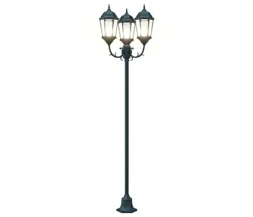 Dārza Gaismas Stabs 3-Spuldzēm E27 Zaļš 220 Cm Alumīnijs Vidaxl