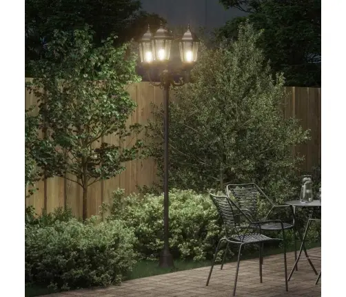 Dārza Gaismas Stabs 3-Lampu E27 Bronza 220 Cm Alumīnijs Vidaxl