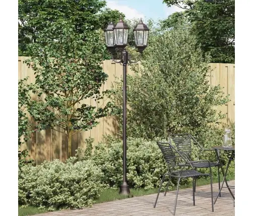 Dārza Gaismas Stabs 3-Lampu E27 Bronza 220 Cm Alumīnijs Vidaxl