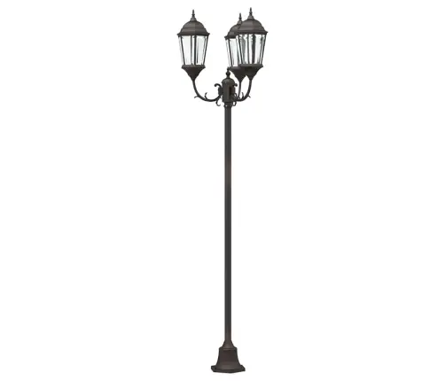 Dārza Gaismas Stabs 3-Lampu E27 Bronza 220 Cm Alumīnijs Vidaxl