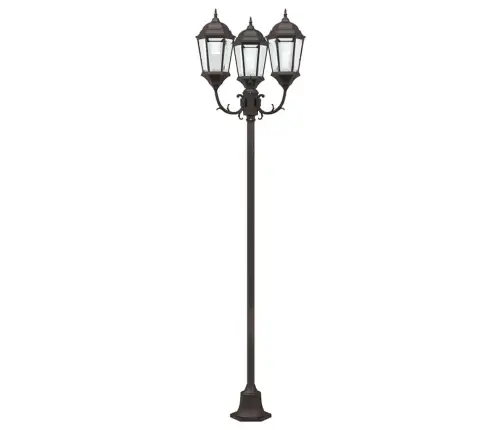 Dārza Gaismas Stabs 3-Lampu E27 Bronza 220 Cm Alumīnijs Vidaxl