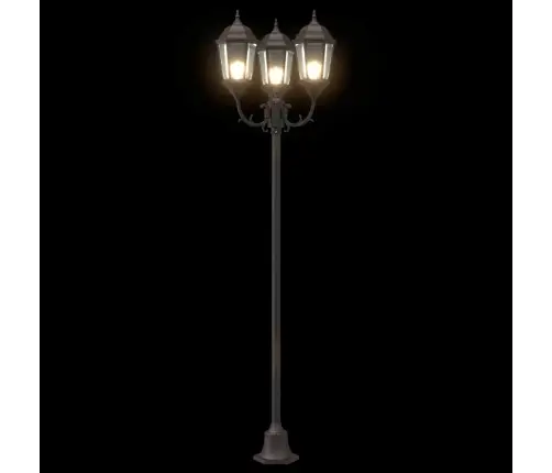 Dārza Gaismas Stabs 3-Lampu E27 Bronza 220 Cm Alumīnijs Vidaxl
