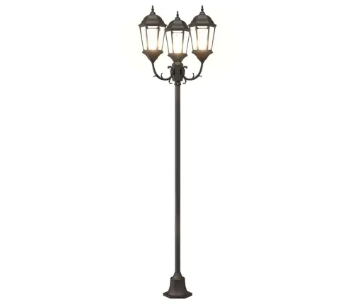 Dārza Gaismas Stabs 3-Lampu E27 Bronza 220 Cm Alumīnijs Vidaxl