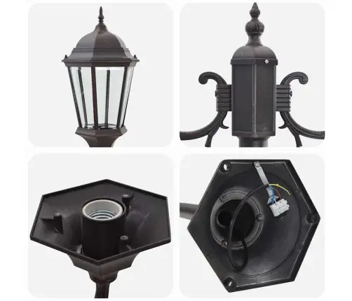 Dārza Gaismas Stabs 2-Lampu E27 Bronza 220 Cm Alumīnijs Vidaxl