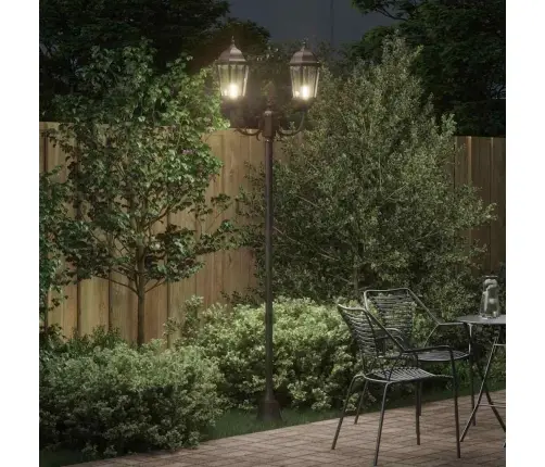 Dārza Gaismas Stabs 2-Lampu E27 Bronza 220 Cm Alumīnijs Vidaxl