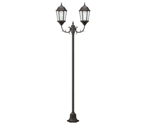 Dārza Gaismas Stabs 2-Lampu E27 Bronza 220 Cm Alumīnijs Vidaxl