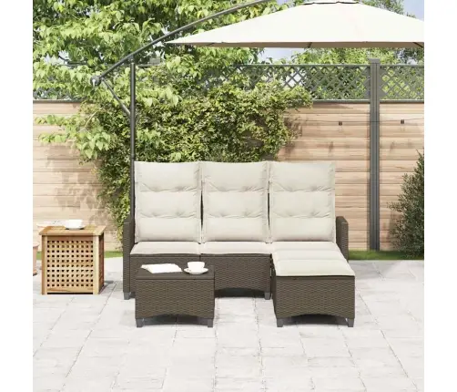 3-Daļīgs Dārza Dīvānu Komplekts, Matrači, Brūna L-Veida Vidaxl