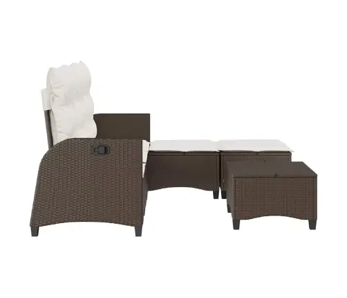 3-Daļīgs Dārza Dīvānu Komplekts, Matrači, Brūna L-Veida Vidaxl