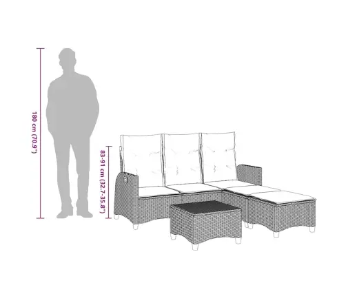 Sodo Komplektas Su Pagalvėlėmis L Formos, 3 Dalių, Poliratanas