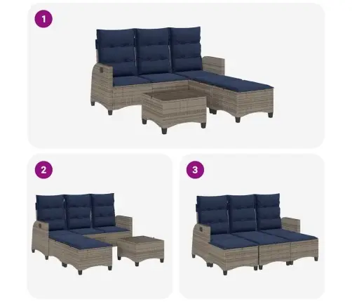 Sodo Komplektas Su Pagalvėlėmis L Formos, 3 Dalių, Poliratanas