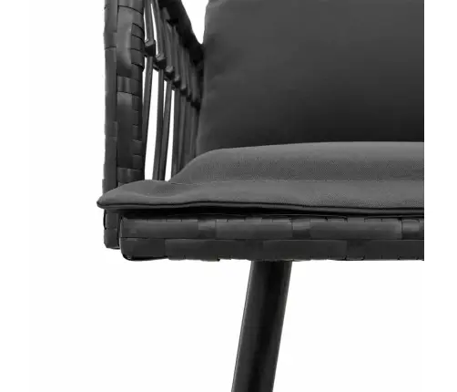 2 Gab. Dārza Galds Ar Spilveniem Melns Poliretangā Vidaxl