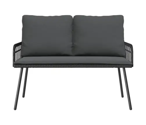 2 Gab. Dārza Galds Ar Spilveniem Melns Poliretangā Vidaxl