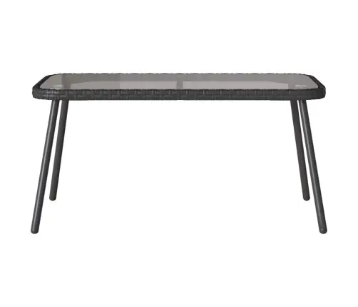 2 Gab. Dārza Galds Ar Spilveniem Melns Poliretangā Vidaxl