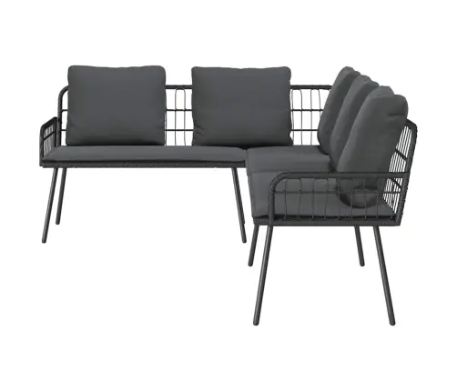 2 Daļu Dārza Dīvānu Komplekts Ar Spilveniem Melnā Poliratanā Vidaxl