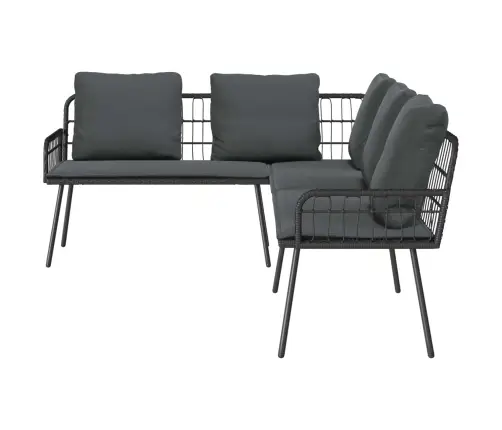 2 Daļu Dārza Dīvānu Komplekts Ar Spilveniem Melnā Poliratanā Vidaxl