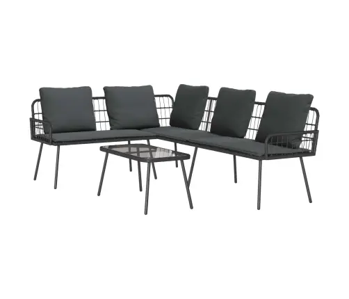 2 Daļu Dārza Dīvānu Komplekts Ar Spilveniem Melnā Poliratanā Vidaxl