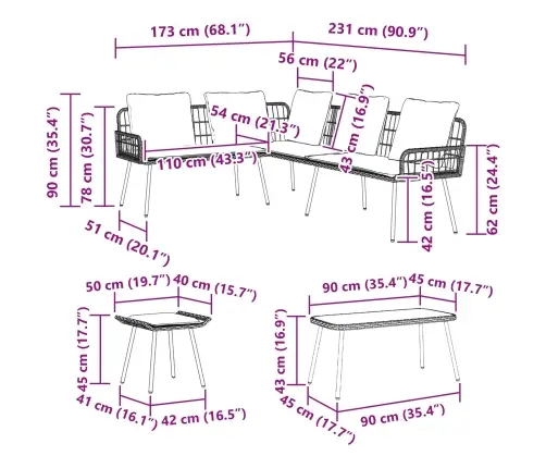 4 Gabalu Dārza Dīvānu Komplekts Ar Spilveniem, Dabīgais Poliratanas Vidaxl