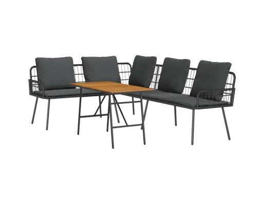 Sodo Sofų Rinkinys 2 Pcs Juoda Poliratanas