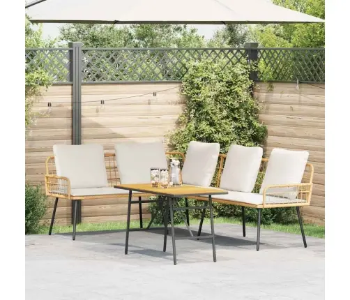 2 Gabalu Dārza Dīvānu Komplekts Ar Spilveniem Dabīgā Poliratanā Vidaxl