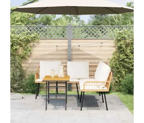 2 Gabalu Dārza Dīvānu Komplekts Ar Spilveniem Dabīgā Poliratanā Vidaxl