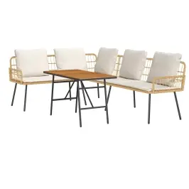 Sodo Sofų Rinkinys 2 Pcs Smėlio Poliratanas