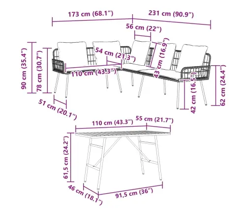 Sodo Sofų Rinkinys 2 Pcs Smėlio Poliratanas