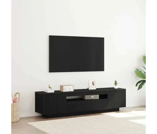 Tv Skapītis Ar Led Gaismu Melnā Ozola Krāsā 160X35X40 Cm Inženierijas Kokam Vidaxl