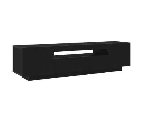 Tv Skapītis Ar Led Gaismu Melnā Ozola Krāsā 160X35X40 Cm Inženierijas Kokam Vidaxl