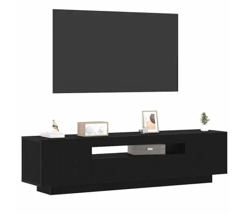 Tv Skapītis Ar Led Gaismu Melnā Ozola Krāsā 160X35X40 Cm Inženierijas Kokam Vidaxl