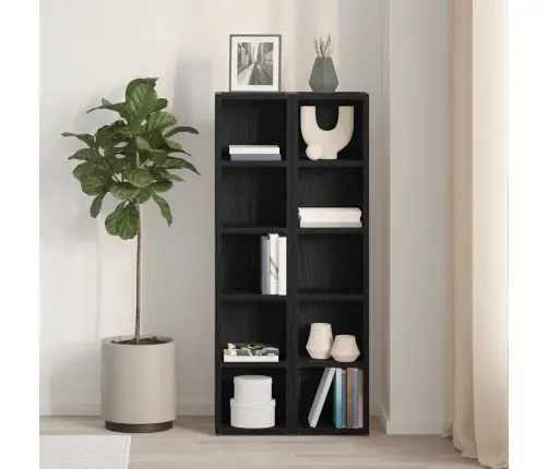 Cd Plaukti, 2 Gab., 21X16X93,5 Cm Melns Ozols Inženierijas Koks Vidaxl