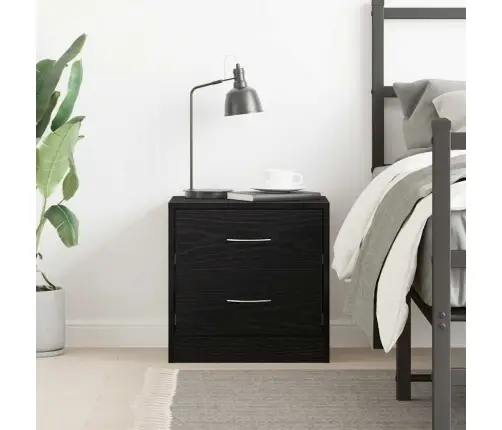Naktsskapītis, Melns Ozola, 40X30X40 Cm, Inženierijas Koks Vidaxl