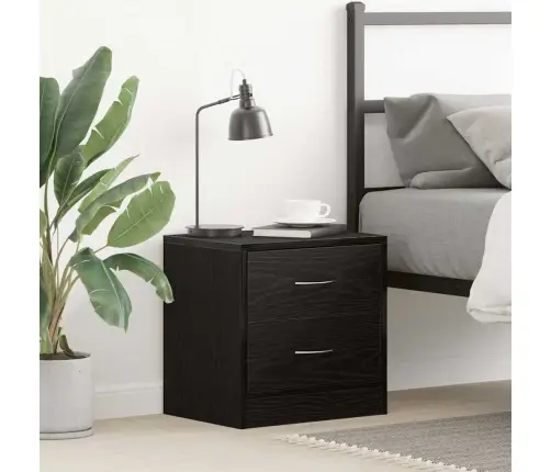 Naktsskapītis, Melns Ozola, 40X30X40 Cm, Inženierijas Koks Vidaxl
