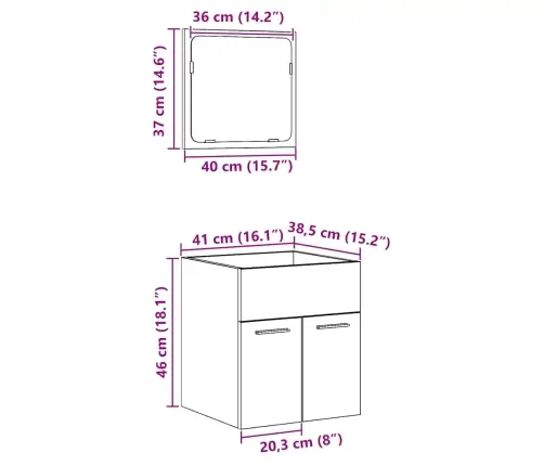 Vonios Baldų Komplektas, 2 Dalių, Artisano, Apdirbta Mediena