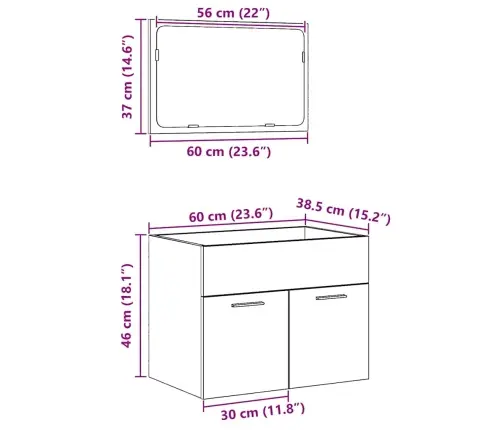 2-Daļīgs Vannasistabas Mēbeļu Komplekts, Koka Krāsa Vidaxl