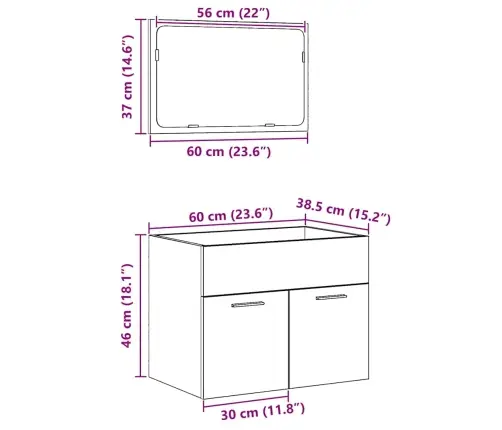 2-Daļīgs Vannasistabas Mēbeļu Komplekts, Inženierijas Koks Vidaxl