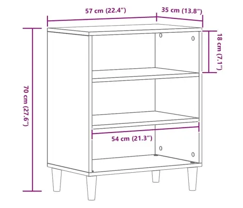Bufete, Melns Ozols, 57X35X70 Cm, Inženiertehniskā Koksne Vidaxl