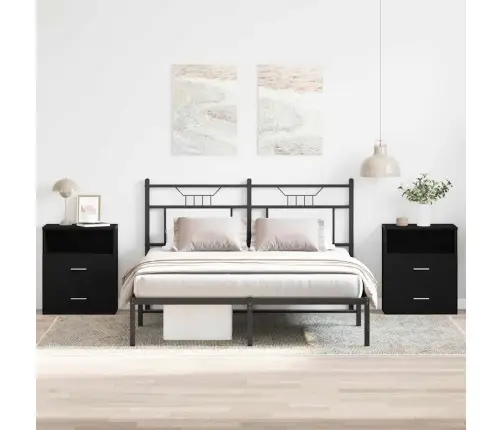 Naktsgaldiņi 2 Gabali Melns Ozols 50X32X60Cm Inženierijas Koks Vidaxl