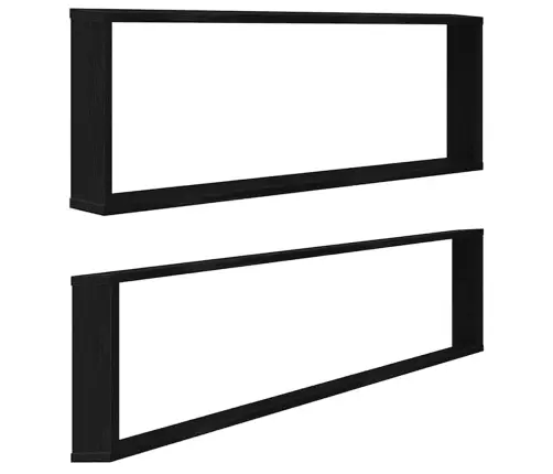 Sienas Kubu Plaukti 2 Gab Melns Ozols 100X15X30 Cm Vidaxl