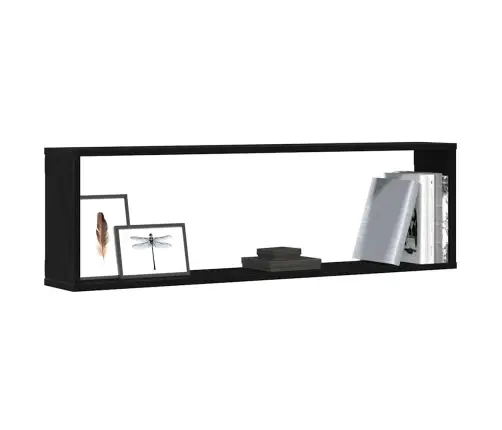 Sienas Kubu Plaukti 2 Gab Melns Ozols 100X15X30 Cm Vidaxl