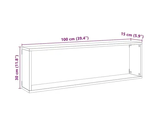 Sienas Kubu Plaukti 2 Gab Melns Ozols 100X15X30 Cm Vidaxl