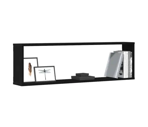 Sienas Kubu Plaukti 4 Gab Melns Ozols 100X15X30 Cm Vidaxl