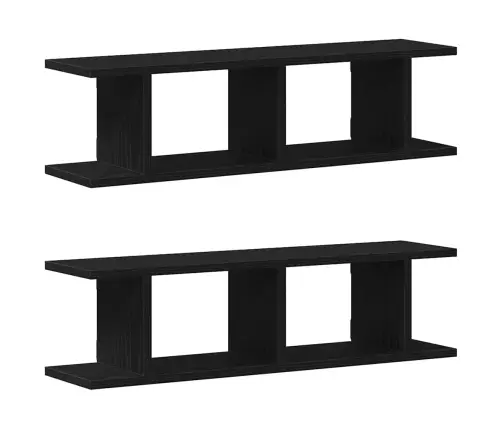 Sienas Plaukti 2 Gab Melns Ozols 75X18X20 Cm Inženierijas Koks Vidaxl