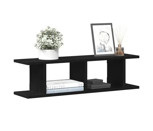 Sienas Plaukti 2 Gab Melns Ozols 75X18X20 Cm Inženierijas Koks Vidaxl