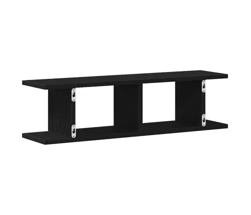 Sienas Plaukti 2 Gab Melns Ozols 75X18X20 Cm Inženierijas Koks Vidaxl