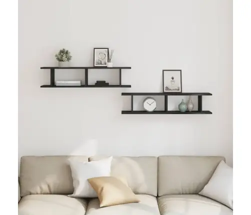 Sieninės Lentynos, 2Vnt., Juodasis Ąžuolas, 90X18X20cm Mediena