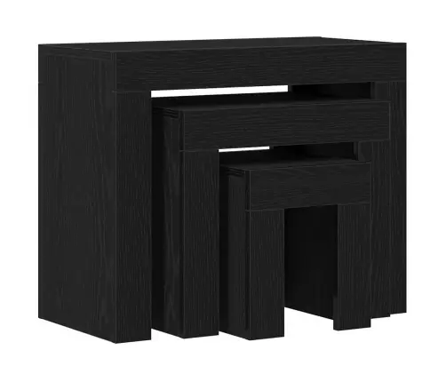 Mājīgi Kafijas Galdiņi 3 Gabali Melna Ozola Inženierijas Koks Vidaxl