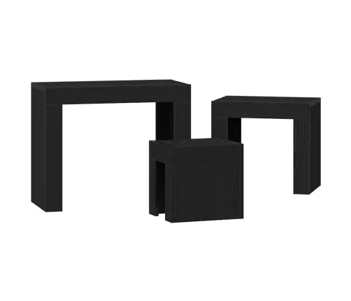 Mājīgi Kafijas Galdiņi 3 Gabali Melna Ozola Inženierijas Koks Vidaxl